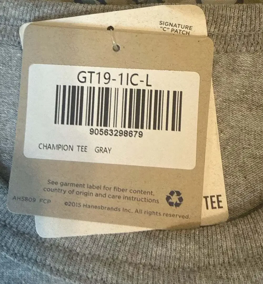 Champion Men's Heritage Tee Big C Patch Logo Gray T-Shirt - Picture 2 of 5